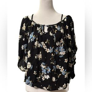 NWT VENUS Lascana Floral Black Blouse size Small
